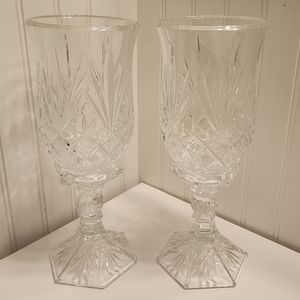 Shannon Lexington Hurricane Lamp 24% lead crystal 11.75" tall - Set of 2